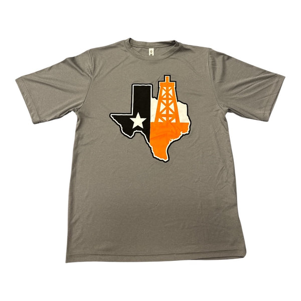 Texas Tee With Oil Derrick and Bulldog Flag
