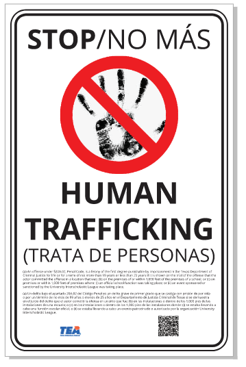 TEA Human Trafficking Aluminum Sign | Sign-On Enterprises