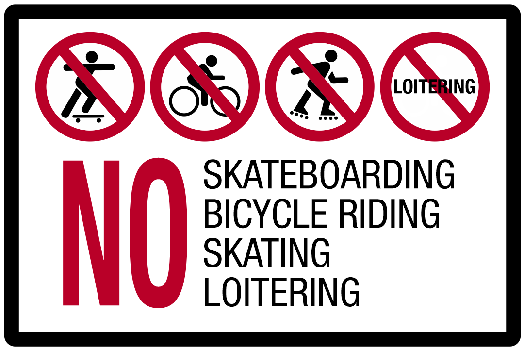 No Skateboarding, Bicycle Riding, Skating, Loitering Sign | Sign-On ...