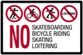 No Skateboarding, Bicycle Riding, Skating, Loitering Sign