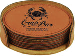 Custom Laser Etched Leatherette Coasters - 6 piece Set