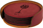 Custom Laser Etched Leatherette Coasters - 6 piece Set